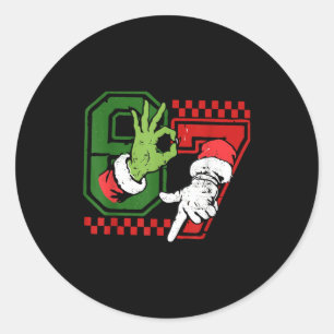 Christmas 67 Meme Xmas Six Seven Men Women Kids  Classic Round Sticker
