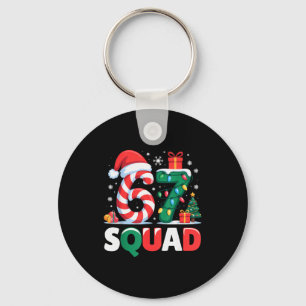 Christmas 67 Squad Brainrot Funny Candy Cane Light Key Ring
