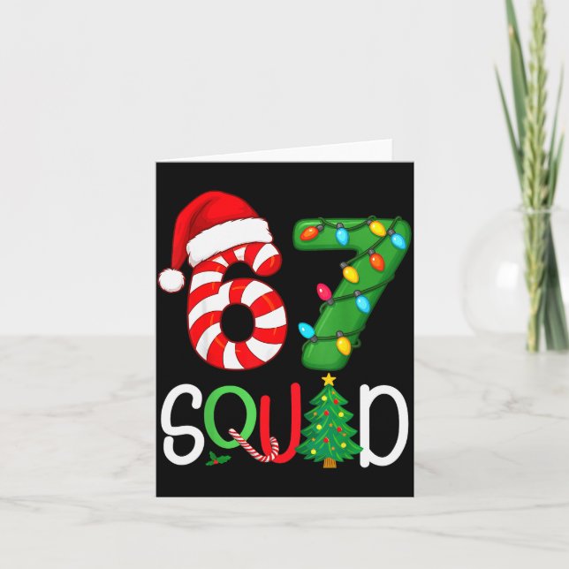 Christmas 67 Squad Funny Candy Cane And Lights Xma Card (Front)