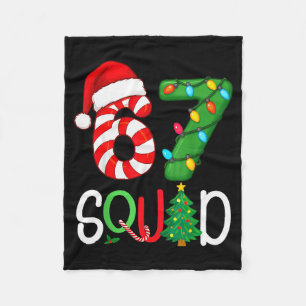 Christmas 67 Squad Funny Candy Cane And Lights Xma Fleece Blanket