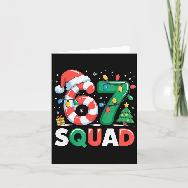 Christmas 67 Squad Funny Candy Cane Lights Holiday Card (Front)