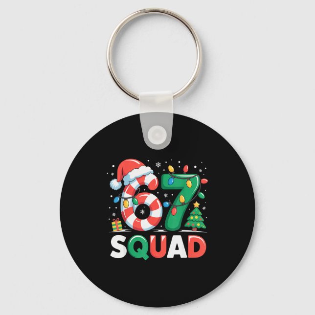 Christmas 67 Squad Funny Candy Cane Lights Holiday Key Ring (Front)