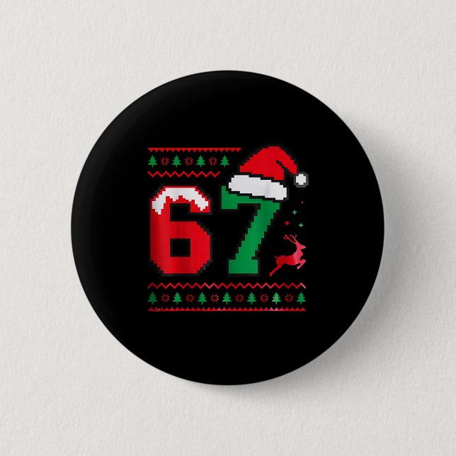Christmas 67 Ugly Sweater Number 67 Design  6 Cm Round Badge (Front)
