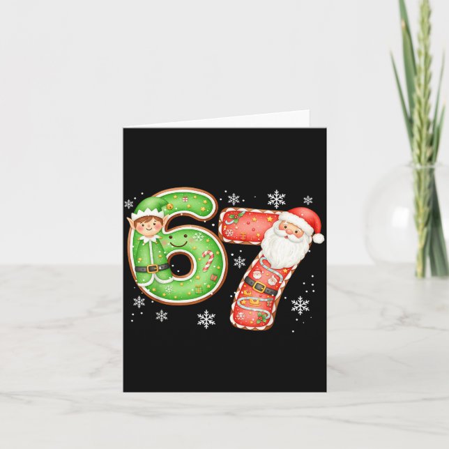 Christmas 6 7 Six Seven Funny 67 Meme Santa Claus  Card (Front)