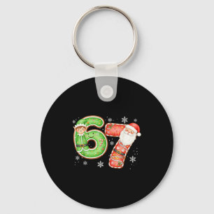 Christmas 6 7 Six Seven Funny 67 Meme Santa Claus Key Ring