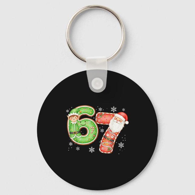 Christmas 6 7 Six Seven Funny 67 Meme Santa Claus  Key Ring (Front)