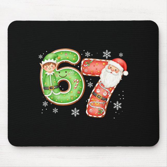 Christmas 6 7 Six Seven Funny 67 Meme Santa Claus  Mouse Mat (Front)