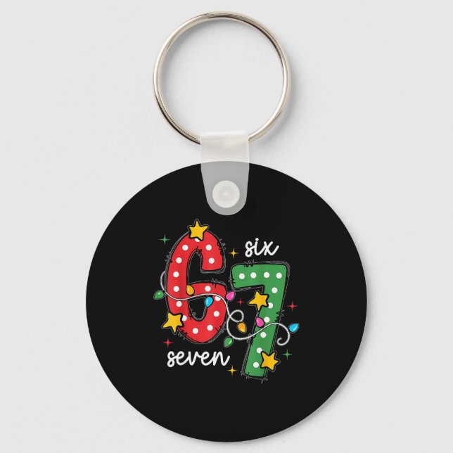 Christmas 6 7 Six Seven Funny Saying Meme Joke Xma Key Ring (Front)