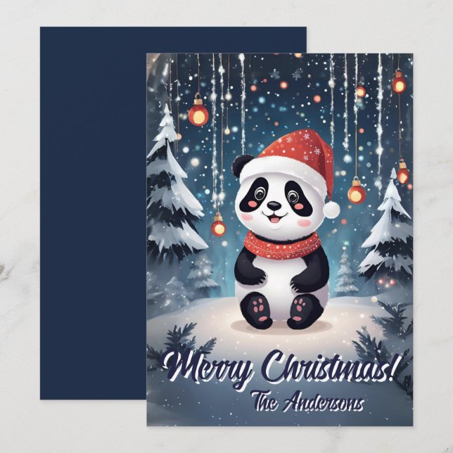 Christmas 6 panda, Happy Holidays, Christmas card (Front/Back)