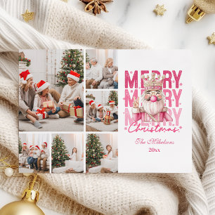  Christmas 6 Photo Vintage Pink Nutcracker  Holiday Card