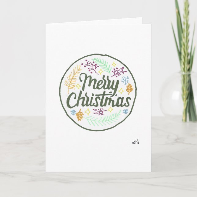 Christmas 7 Merry Christmas Circle Holiday Card (Front)