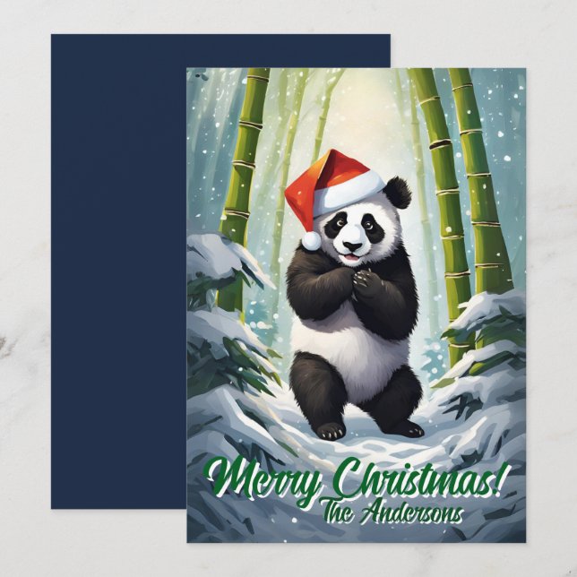 Christmas 7 panda, Happy Holidays, Christmas card (Front/Back)