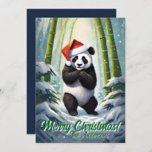 Christmas 7 panda, Happy Holidays, Christmas card