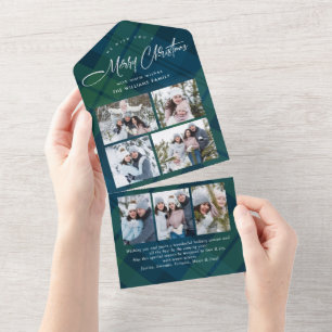 Christmas 7 Photo Greeting QR code Holiday Card