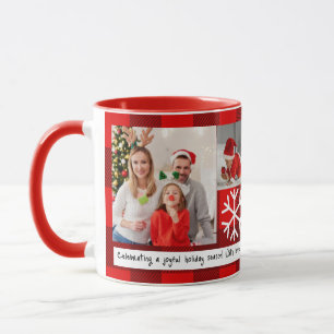 Christmas 7 photos grid best grandma Red plaid Mug