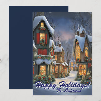 Christmas 7 Village, Happy Holidays,Christmas card