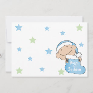 Christmas 7" x 5" Baby BlueThank You/2 sided/Flat/ Invitation
