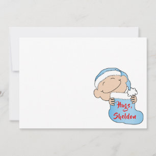 Christmas 7" x 5" Baby BlueThank You/2 sided/Flat/ Invitation