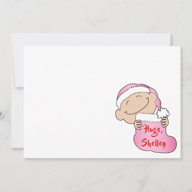 Christmas 7" x 5" Baby Pink Thank You/2 sided/Flat Invitation (Front)