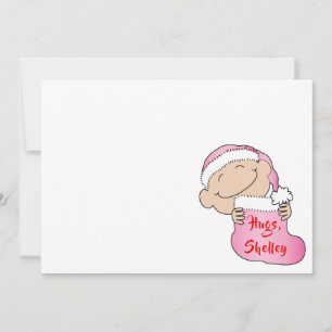 Christmas 7" x 5" Baby Pink Thank You/2 sided/Flat Invitation