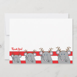 Christmas 7" x 5" Party Thank You/2 sided/Flat Thank You Card