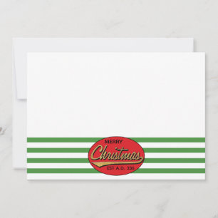 Christmas 7" x 5" Retro Thank You/2 sided/Flat Invitation