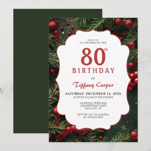 Christmas 80th Birthday Invitation