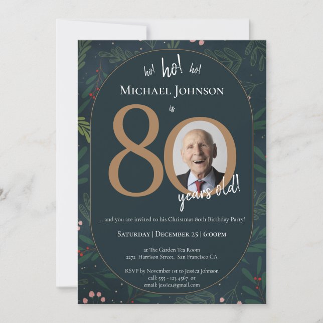 Christmas 80th Birthday Party Invitation (Front)