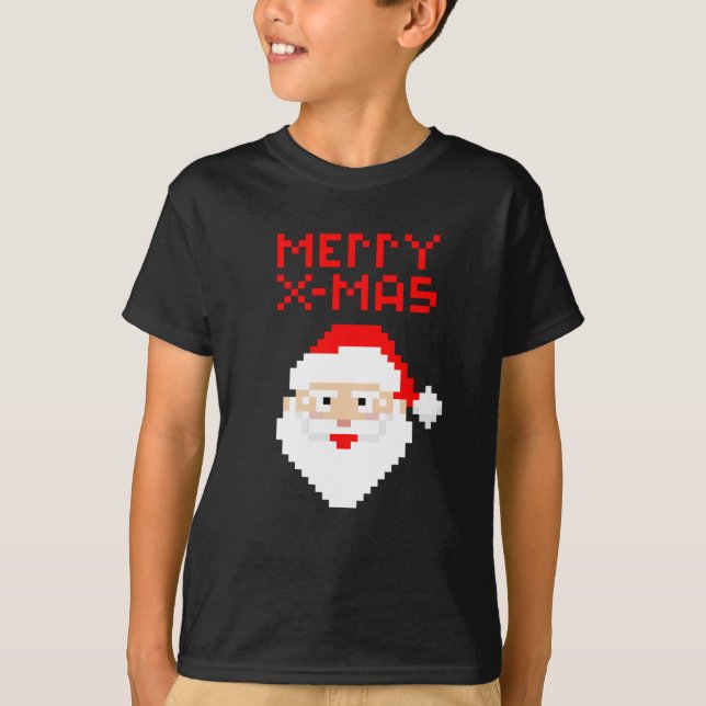 Christmas 8 Bit Pixel Santa Claus T-Shirt (Front)