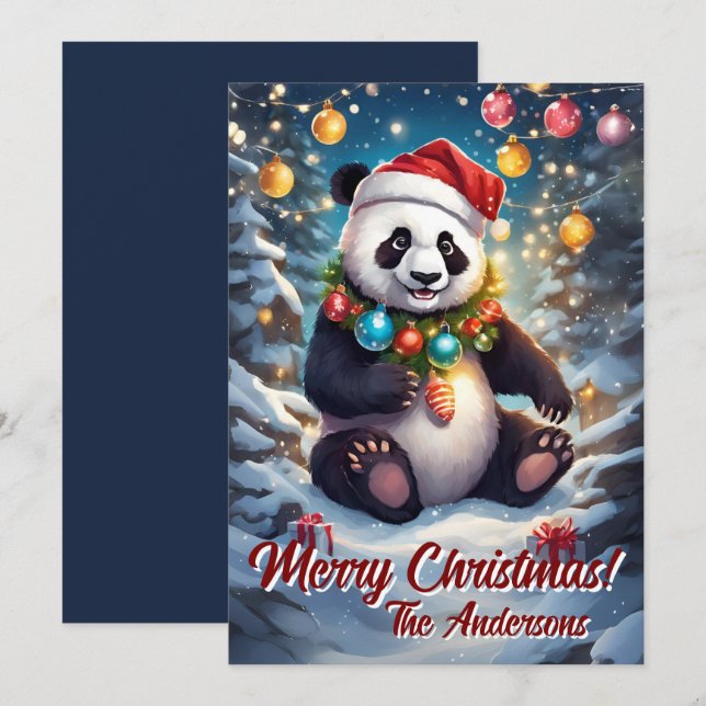 Christmas 8 panda, Happy Holidays, Christmas card (Front/Back)
