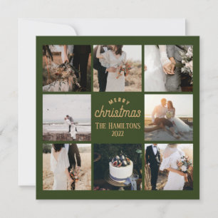 Christmas 8 Photo Collage Emerald Green Card