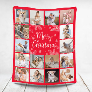 Christmas 8 Photo Collage Family Fleece Blanket