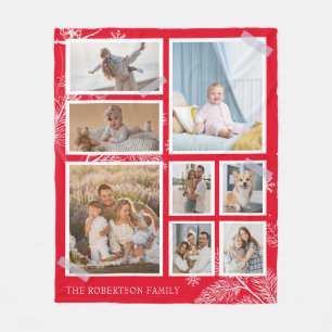 Christmas 8 Photo Collage Family Fleece Blanket