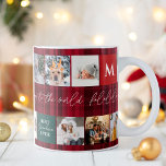 Christmas 8 photos grid best grandma red plaid  coffee mug<br><div class="desc">Best grandma ever! Cheerful Christmas with Merry and bright snow 8 photos grid collage green and red plaid flannel and hopeful and love script typography. Add your monogram.</div>