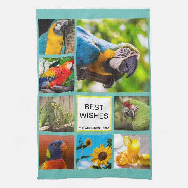 Christmas 8 Picture Family Photo ✨  Collage Custom Tea Towel (Vertical)