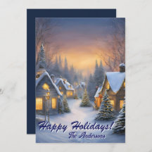 Christmas 8 Village, Happy Holidays,Christmas card