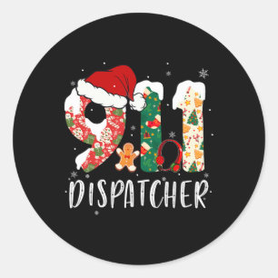 Christmas 911 Dispatcher Classic Round Sticker