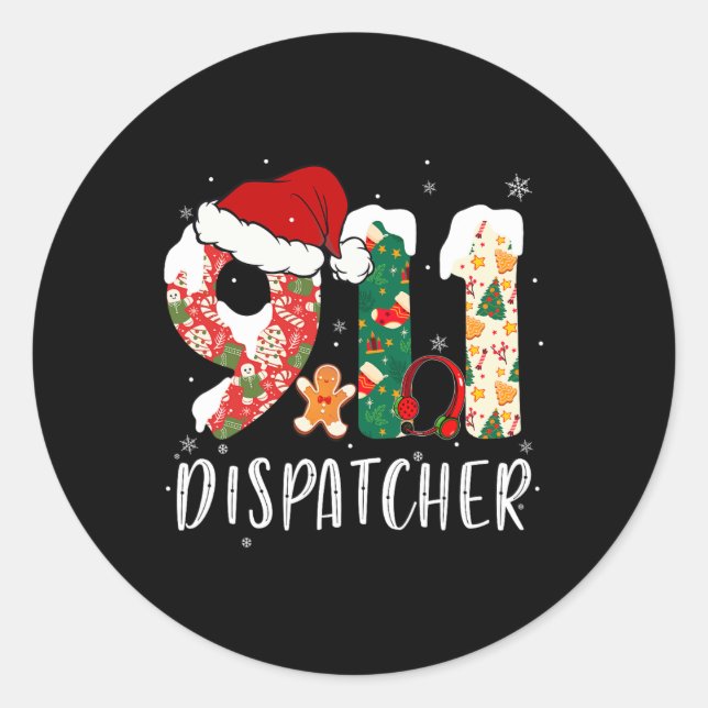 Christmas 911 Dispatcher Classic Round Sticker (Front)