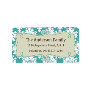 Christmas 9 : Damask Design 1 Return Address Label