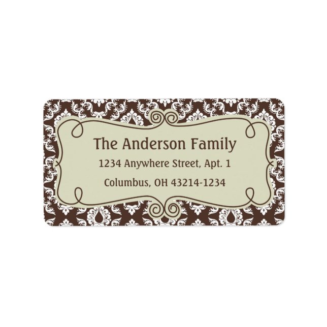 Christmas 9 : Damask Design 9 Return Address Label (Front)