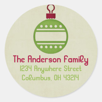 Christmas 9 : Ornament 1 Round Return Address Classic Round Sticker