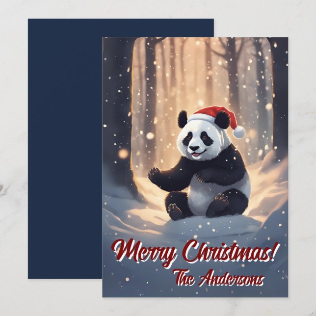 Christmas 9 panda, Happy Holidays, Christmas card (Front/Back)