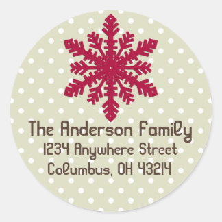 Christmas 9 : Snowflake 5 Round Return Address Classic Round Sticker