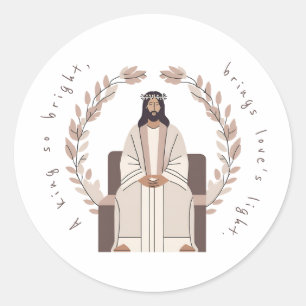 Christmas   A King So Bright   Jesus   Neutrals  Classic Round Sticker