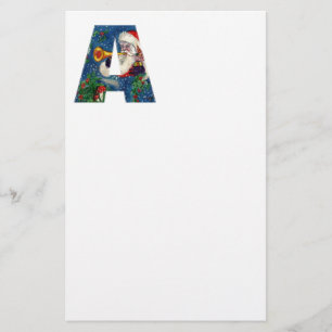 CHRISTMAS A LETTER / SANTA CLAUS BUGLER MONOGRAM STATIONERY