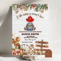 Christmas A Little Cowboy Baby Shower Invitation