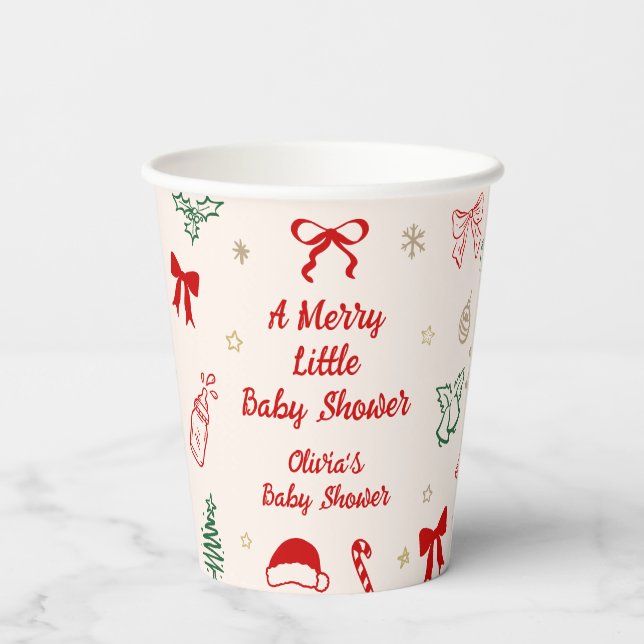 Christmas A Merry Litte Baby Shower  Paper Cups (Back)