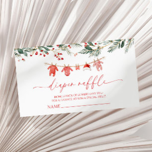 Christmas A Merry Little Baby Shower Diaper Raffle Enclosure Card