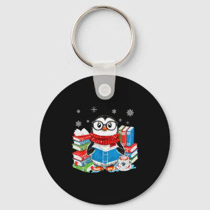 Christmas A Penguin Reading Book Snowflake Cocoa H Key Ring