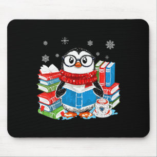 Christmas A Penguin Reading Book Snowflake Cocoa H Mouse Mat